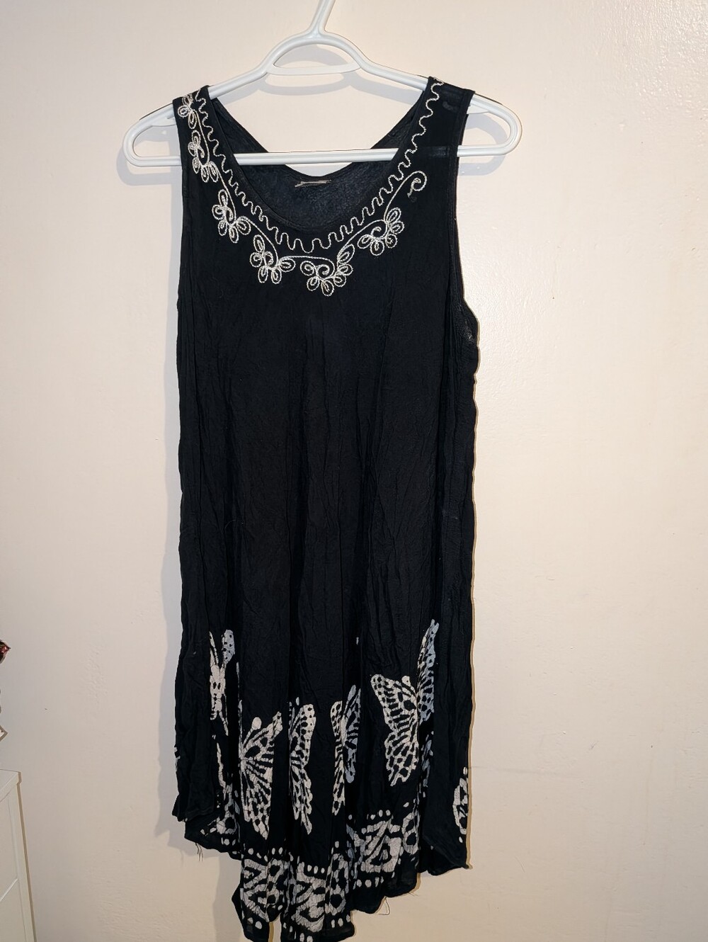 Shoreline Wear Black Coverup with White Embroidery